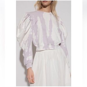 All Saints Elizah Purple Tie-Dyed Sweatshirt with Puffed Sleeves, size L